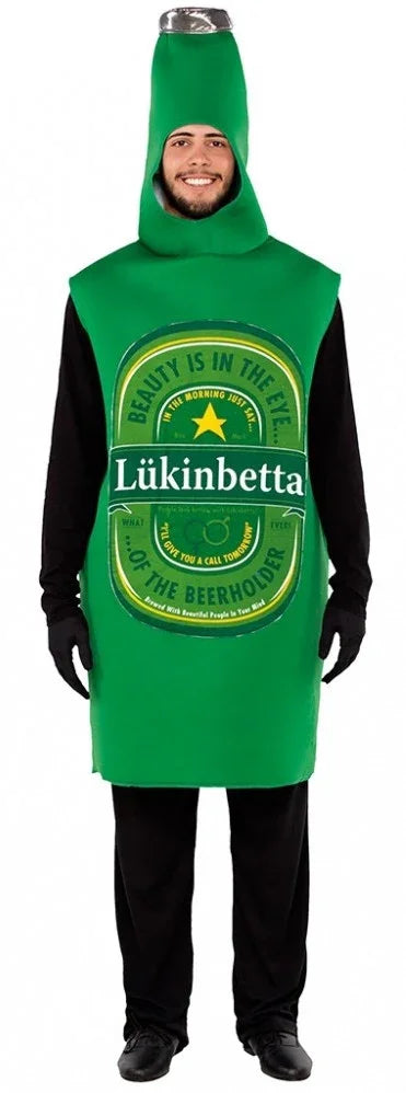 Disfraz de Botellín de Cerveza Verde para Adulto Bebida y Comida EuroCarnavales