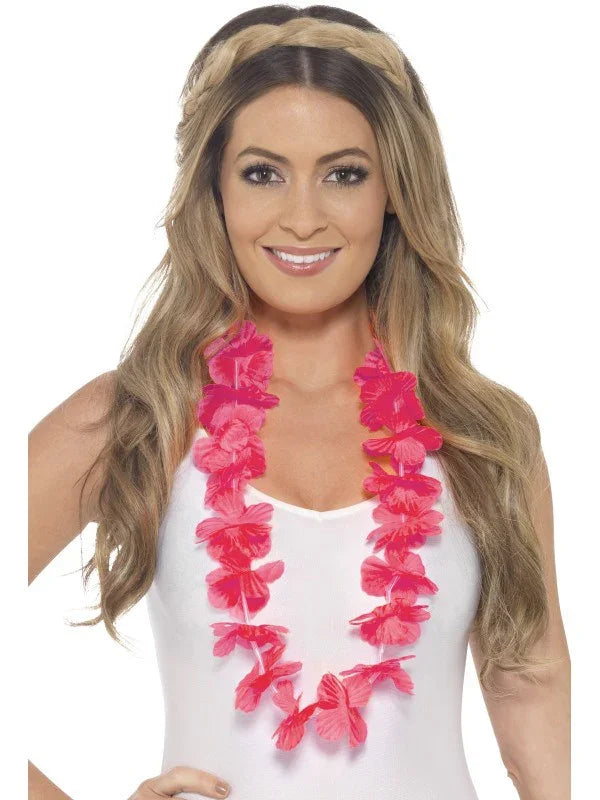 Collar Hawaiano de Flores Rosa Fucsia Complementos Hawaianos Smiffys