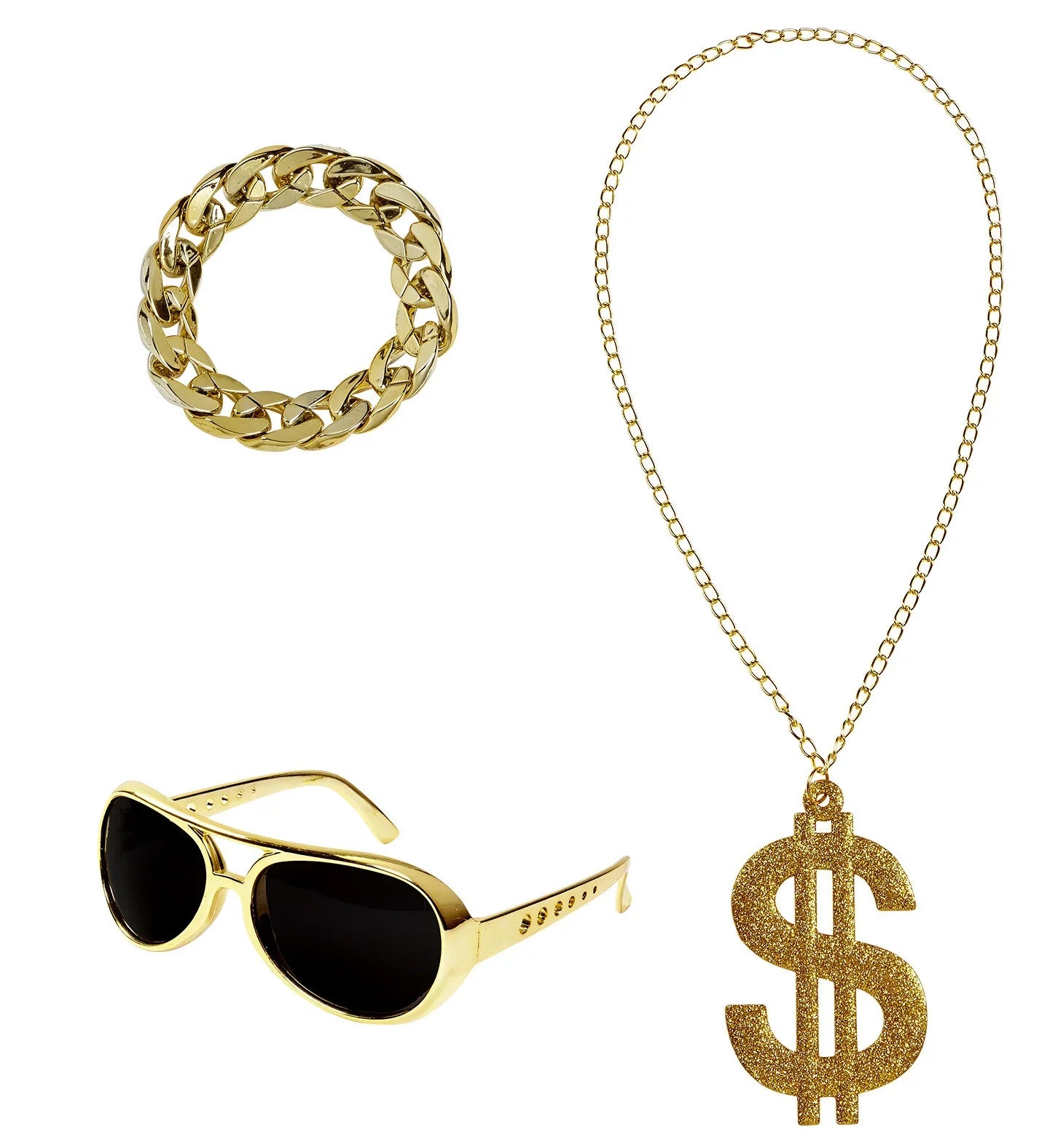 Kit de Rapero con Gafas de Sol, Collar y Pulsera Músicos y Cantantes Widmann