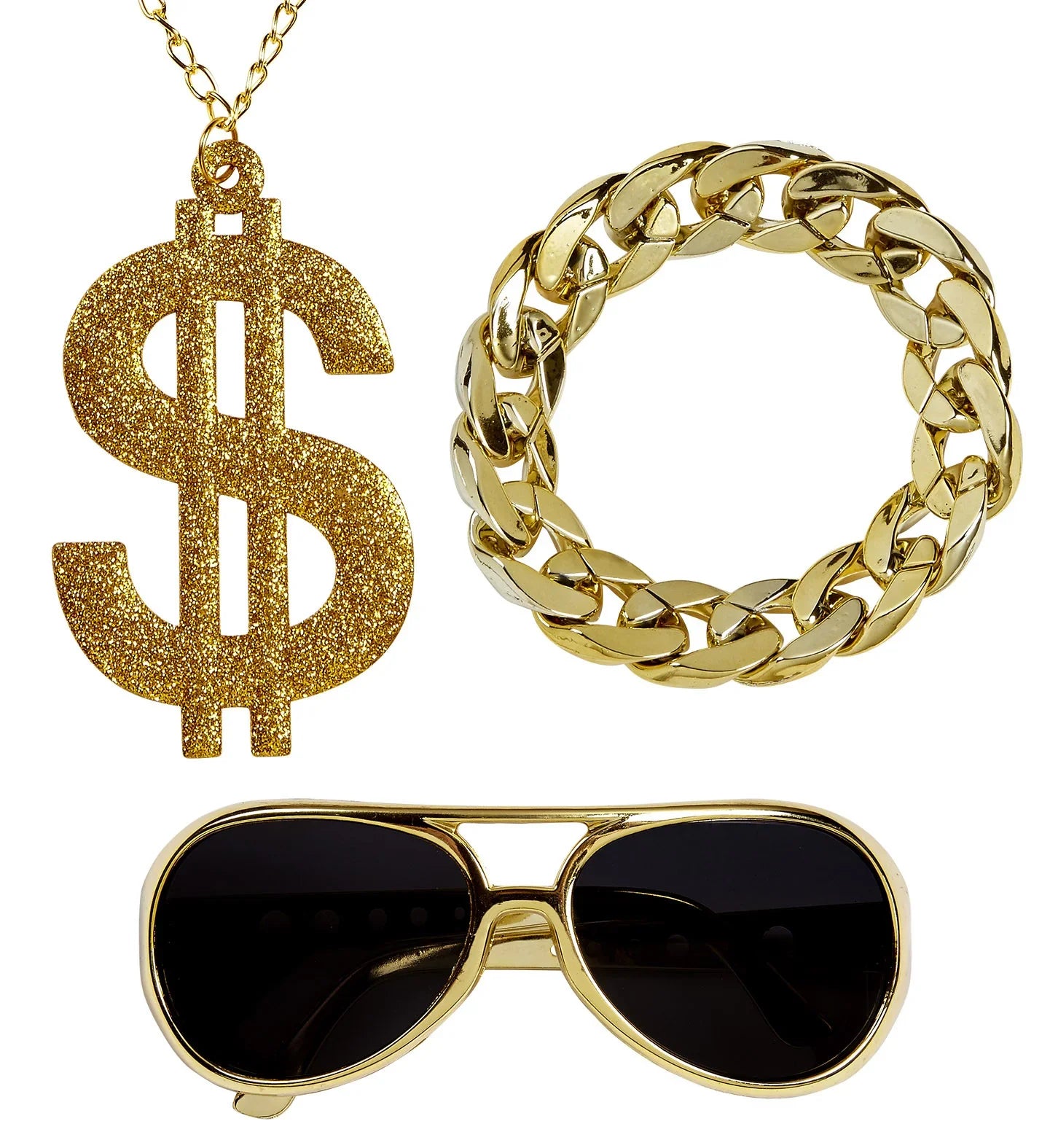 Kit de Rapero con Gafas de Sol, Collar y Pulsera Músicos y Cantantes Widmann
