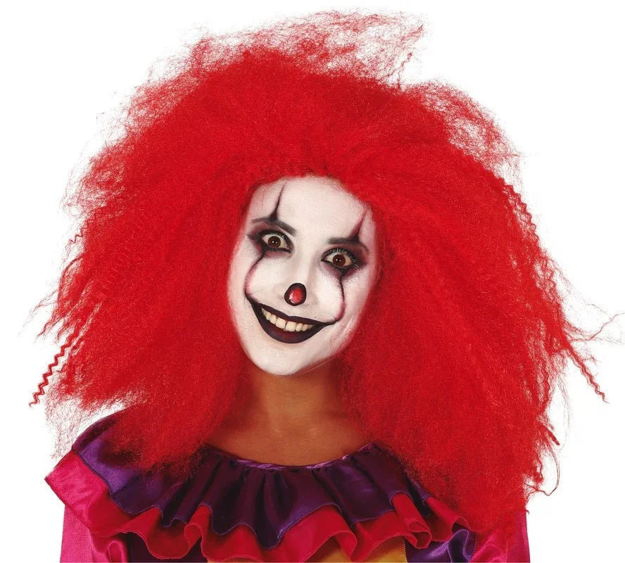 Peluca de Payaso Roja con Pelo Largo Cardado Complementos Payasos Guirca