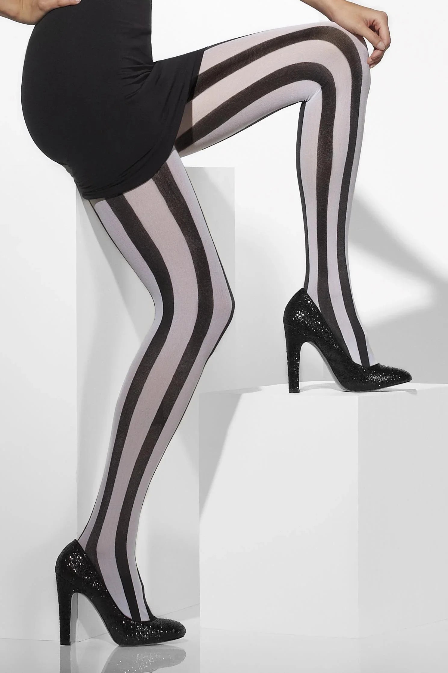 Pantys de Rayas Verticales Blancas y Negras Medias y Pantys Smiffys