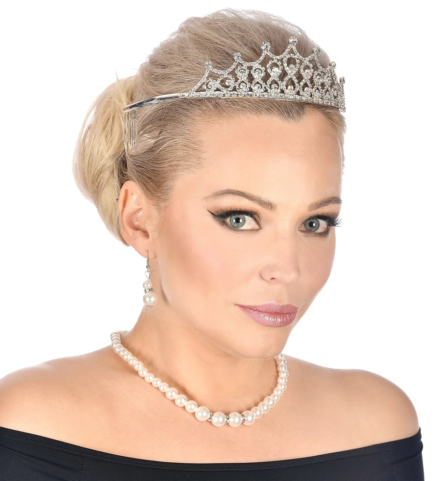 Tiara de Reina Metálica con Pedrería de Strass Coronas y Tiaras Widmann
