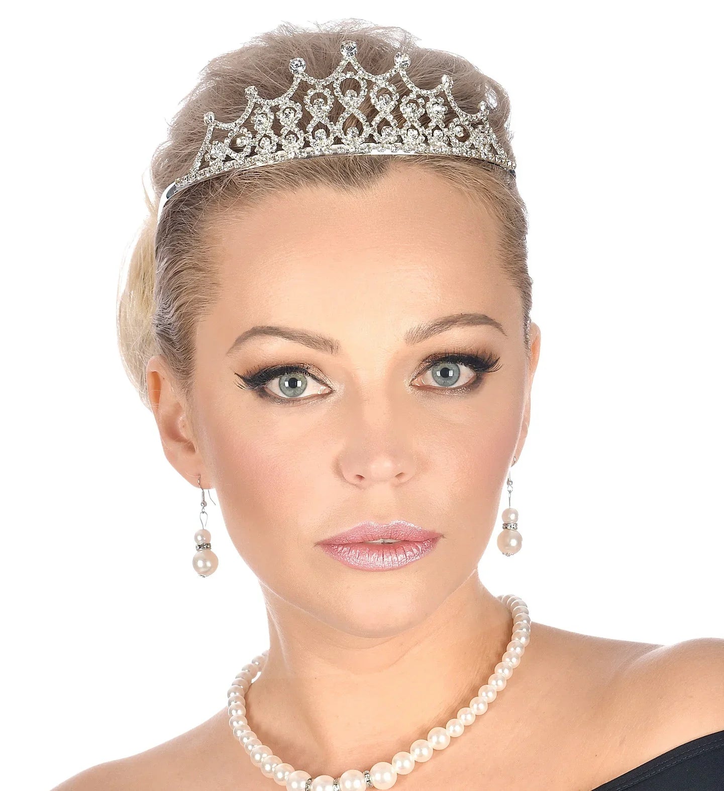 Tiara de Reina Metálica con Pedrería de Strass Coronas y Tiaras Widmann