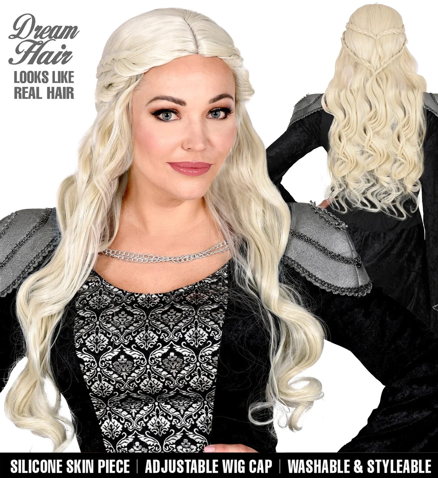 Peluca de Daenerys Targaryen Blanca de Melena Larga Khaleesi Daenerys Targaryen Widmann