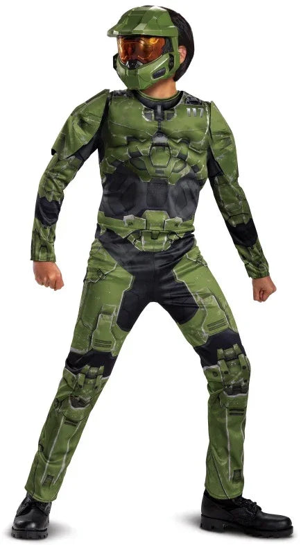 Disfraz de Halo Jefe Maestro Musculoso Infantil Militar y Soldado Liragram