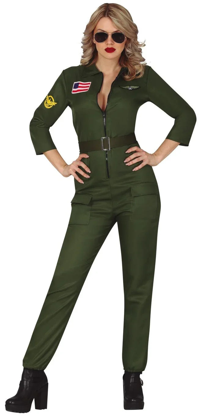 Disfraz de Piloto Militar de Avión para Mujer Pilotos y Aviadores Guirca