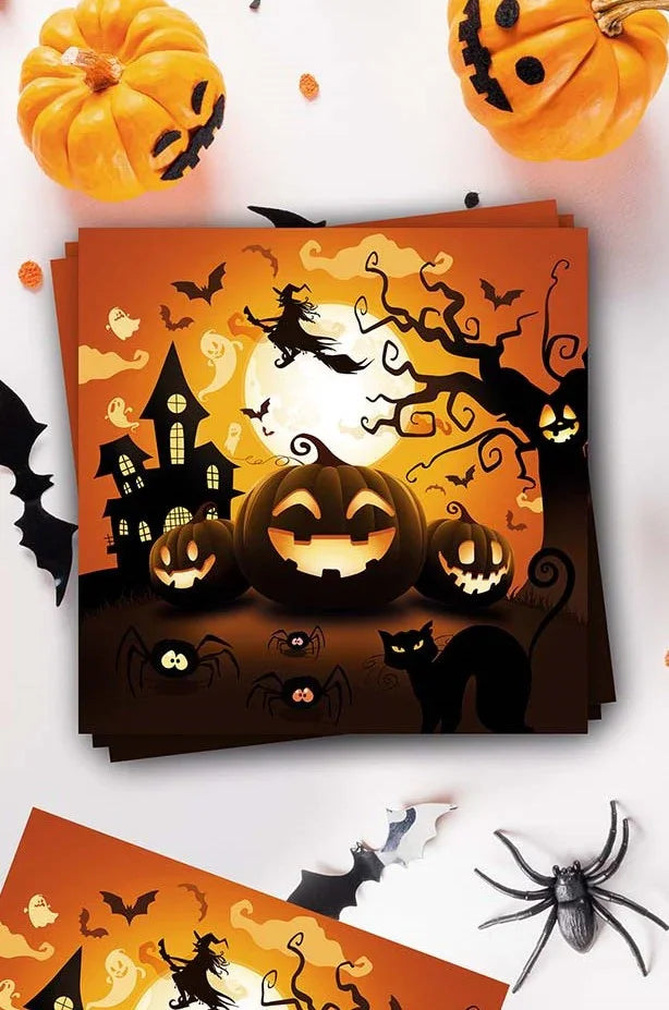 Pack de 12 Servilletas de Calabazas de Halloween Menaje Halloween Guirca