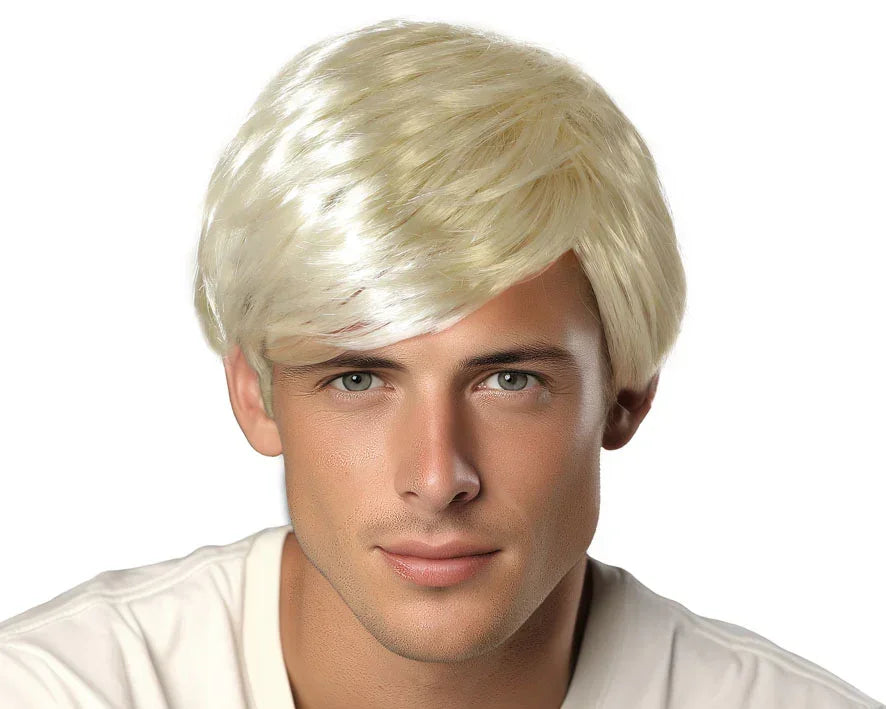 Peluca Rubia Platino con Pelo Corto Liso de Hombre Pelucas Rubias Atosa